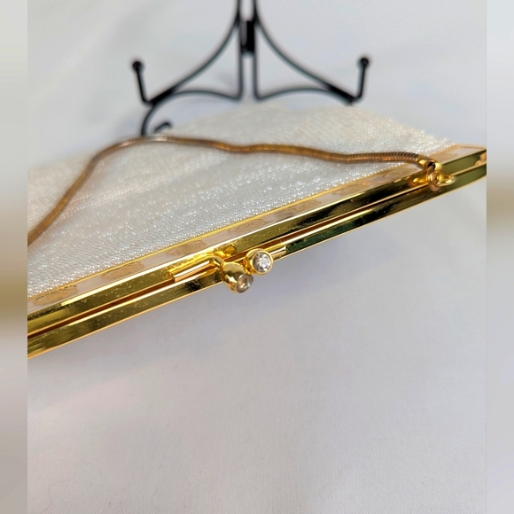 Vintage Walborg Beaded Evening Wrist Bag Clutch Floral White Ivory Wedding Bride - Picture 4 of 10